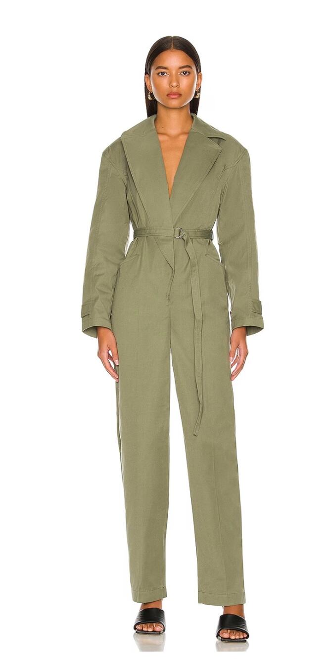 L'Academie Womens S Green Kaleena Belted Open Front Jumpsuit Chic Resort